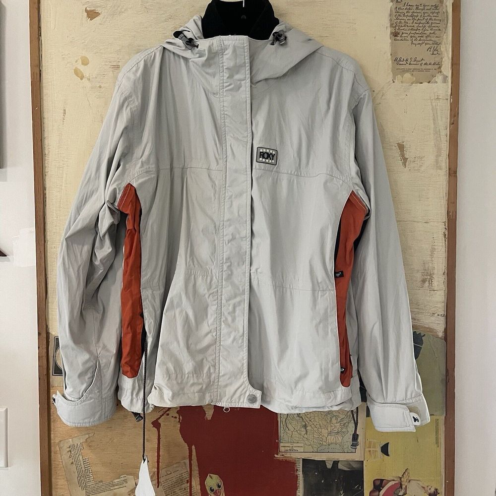 Roxy Zip Out Fleece Lined Snowboard Jacket Women's‎ Sz Med Stone/Orange
